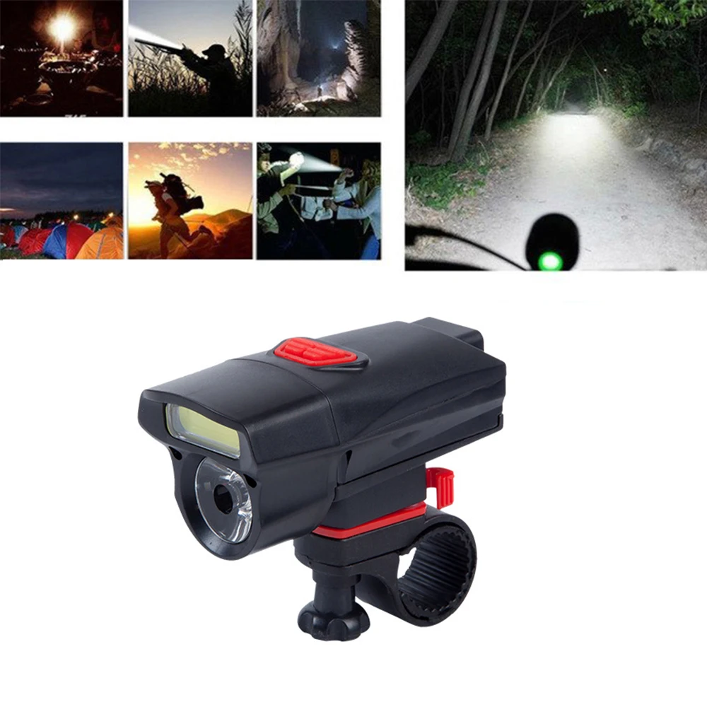 Perfect 1 PC Mountain Bike Night Ride Handlebar COB Lamp  Flashlight Black Red Light Front Headlight Waterproof Easy install 1