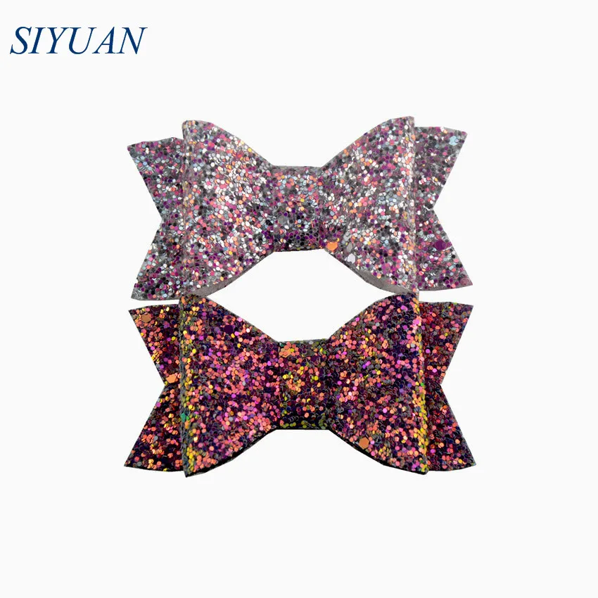 

60pcs/lot 3.5*1.6'' Glitter Leather Hair Bow Princess Hairgrips DIY Party Bow Girl Hairpin 15 Colors Wholesale Price HDJ140