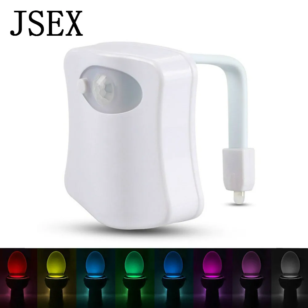 

Lntelligent PIR motion sensor toilet seat night-light 8 color waterproof backlight, suitable for toilet LED lamp WC toilet seat