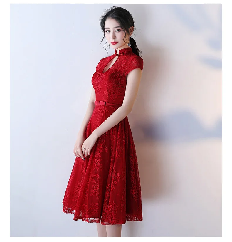 Современный Cheongsam Сексуальная Qipao красный Вечерние платья традиционные китайское платье Vestido де Noche Китай Костюмы магазине