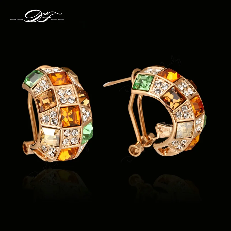 

Exaggerated Crystal Stud Earrings Rose Gold Color Crystal Fashion Wholesale Vintage Jewelry For Women brincos DFE063