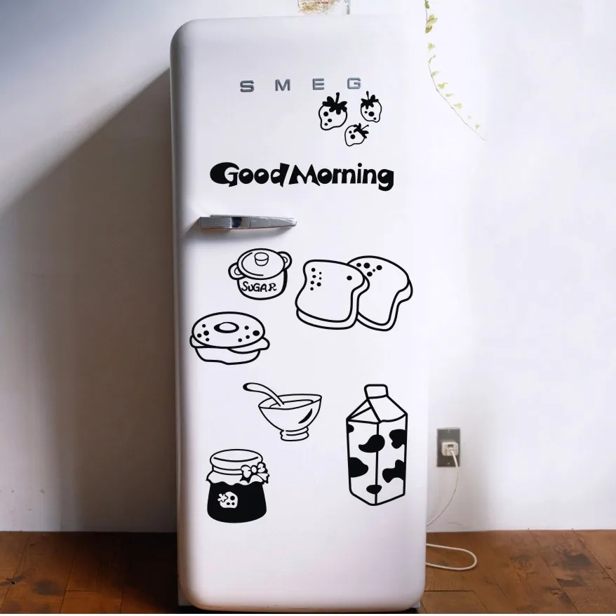 Good morning breakfast combination wall decals Warm family dining room kitchen fridge decorative wall stickers Good morning breakfast combination wall decals Warm family dining room kitchen fridge decorative wall stickers
