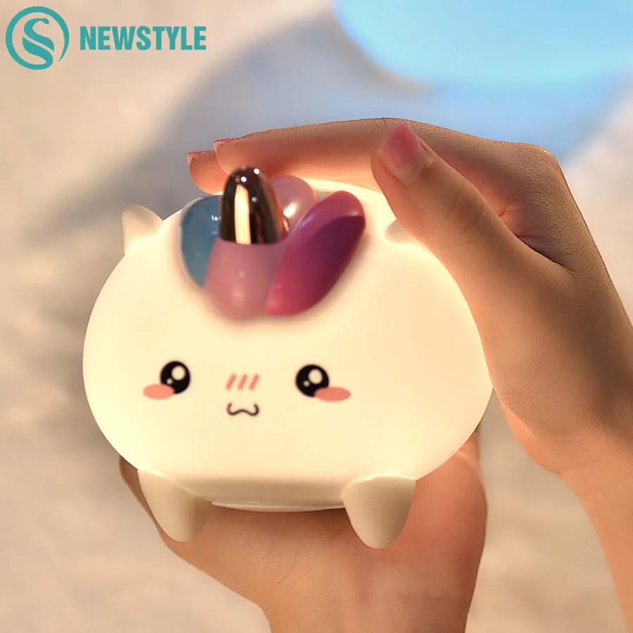Led Unicorn Silicone Lamp Touch Sensor Baby Night Light Mood Nursery For Children Gift Bedroom Decor Lamps Lights Aliexpress Led Unicorn Silicone Lamp Touch Sensor
