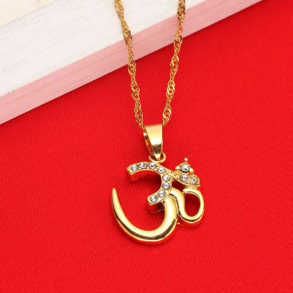 Hindoo Jewelry India Hindu Buddhist AUM OM Pendant Necklace Hinduism