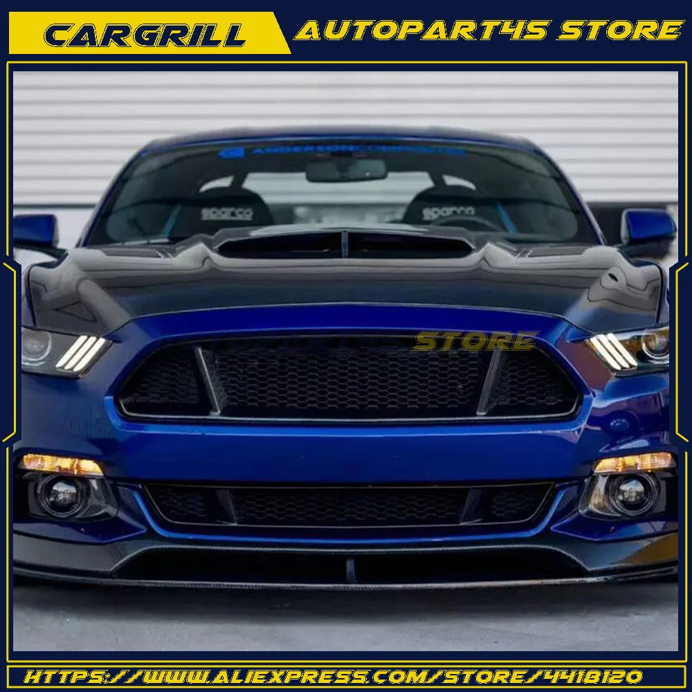 Сетчатая Решетка переднего бампера автомобиля из углеродного волокна для Ford Mustang