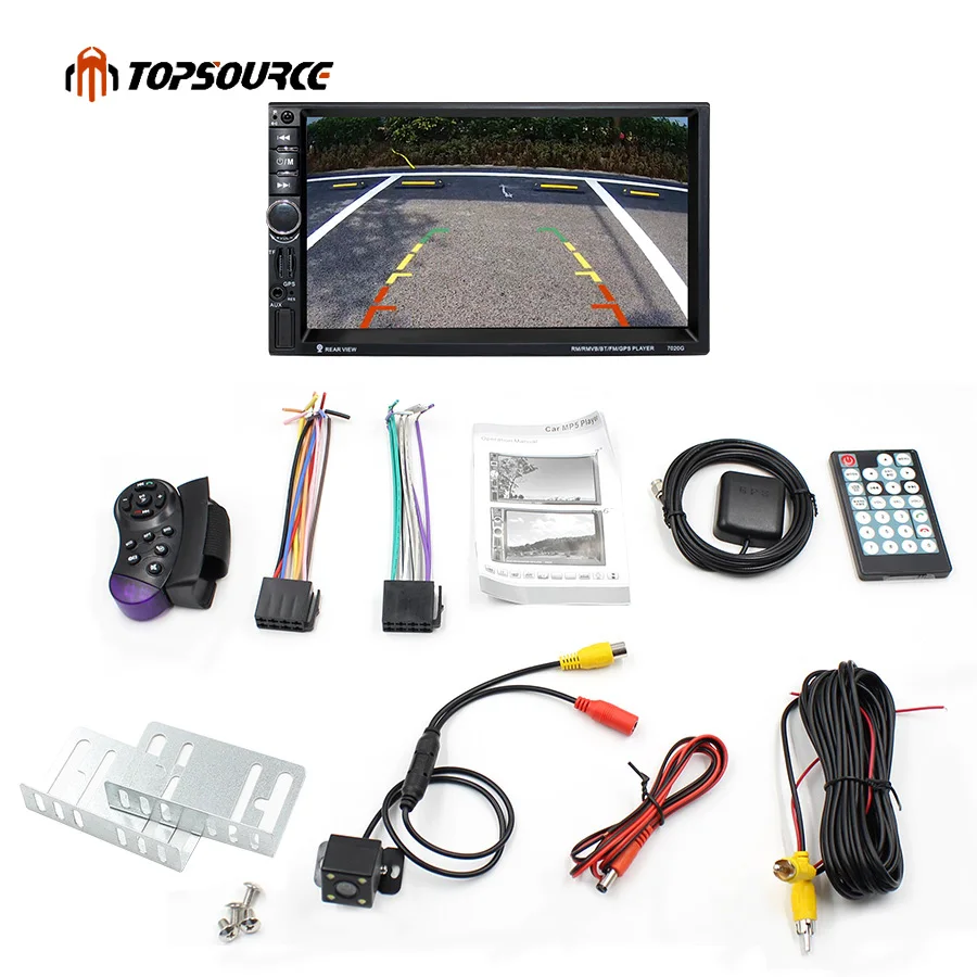  TOPSOURCE 7020G 2 Din Auto Multimedia Player + GPS di Navigazione 7 ''Schermo di Tocco di HD MP3 MP