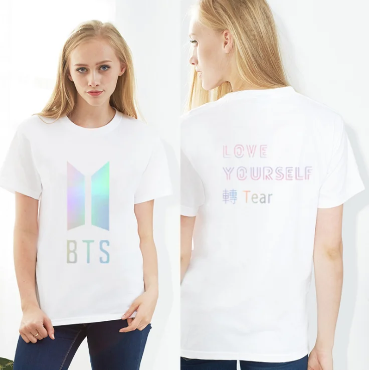 

BF kpop Short-sleeved T-shirt with Korean version of loose student milk silk short-sleeved T shirt men/women summer tee shirt