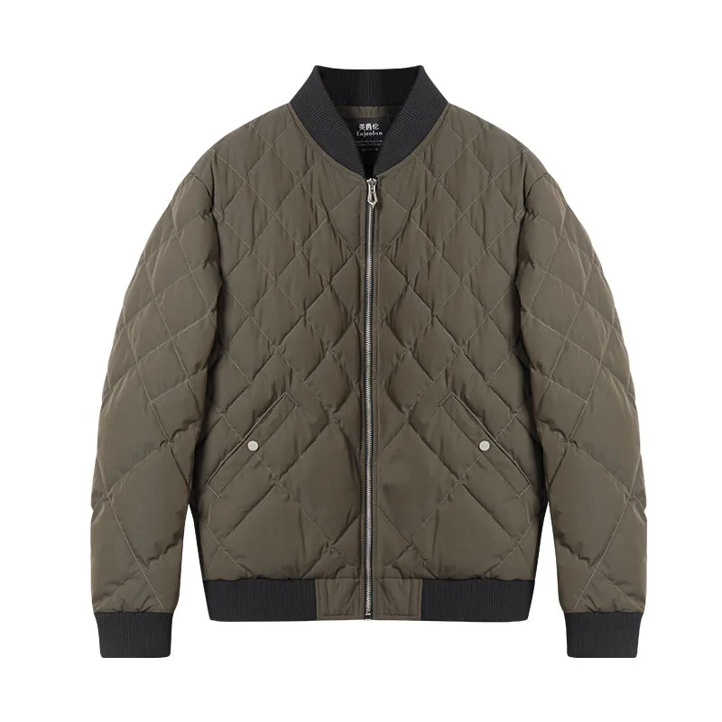 Enjeolon брендовая зимняя куртка с хлопковой подкладкой, Мужская Толстая парка с геометрическим рисунком, Мужская стеганая зимняя куртка, пальто 3XL MF0703 - Цвет: Army green