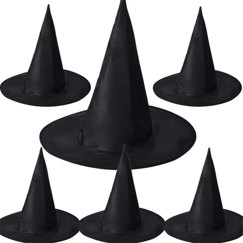 2018 New Fashion 6Pcs Adult Womens Black Witch Novelty Pointed Eye-catching Hat For Halloween Costume Accessory Cap F#L23 (3)