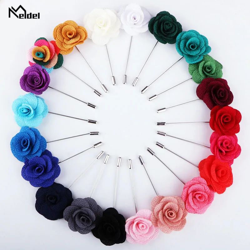 

Meldel Corsage Men Boutonniere Lapel Pin Bridal Bridesmaid Party Fabric Corsages Groom Prom Wedding Meeting Flower 2pcs Brooch