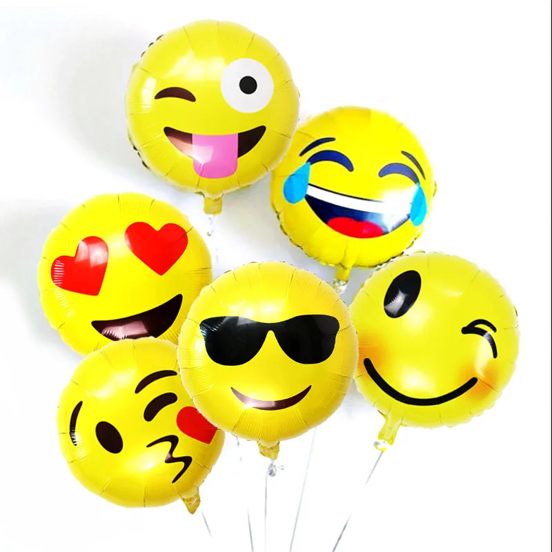 

5pcs 18 inch emoji foil balloon expression helium ballons bubble happy birthday wedding party decoration kids toys party favors
