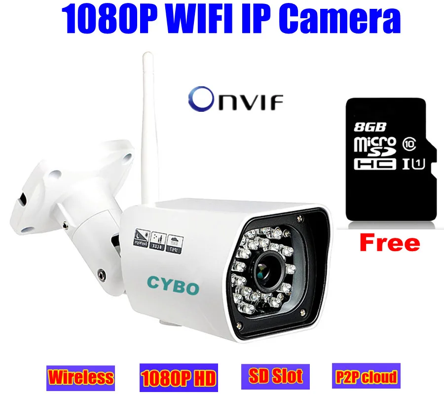 Беспроводной cctv IP камера 1080 p HD sony cmos мегапиксельная 2mp Wi Fi безопасности Открытый ИК камера видеонаблюдения ONVIF системы 8 Гб SD карты