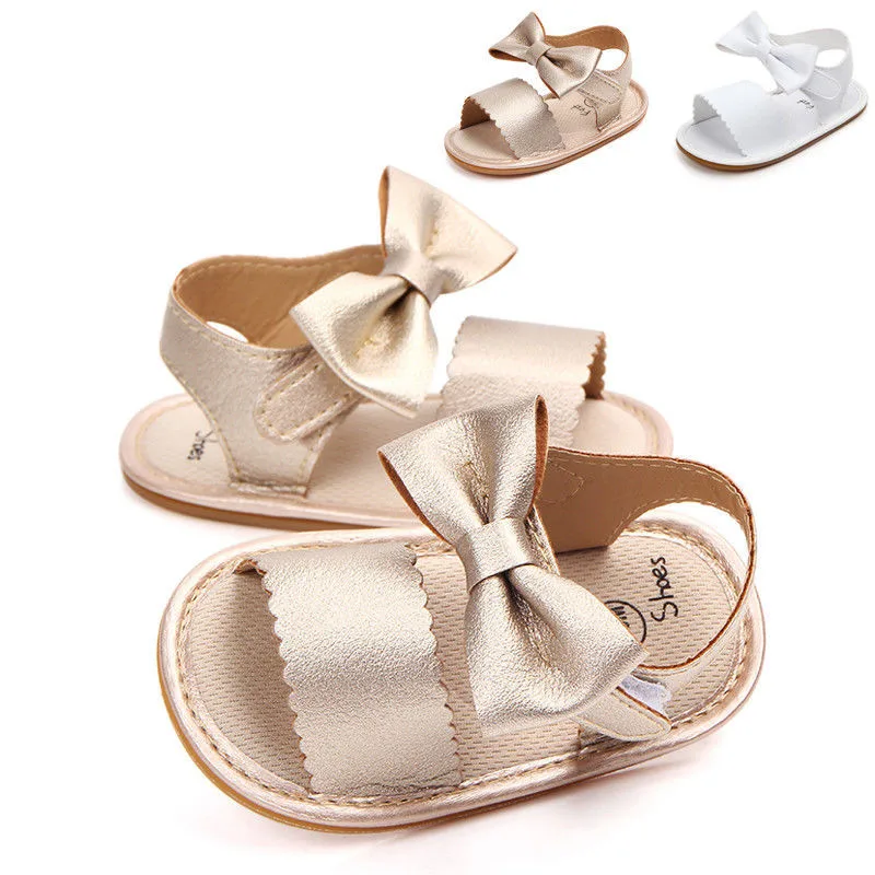 Новинка 2019 года; летняя обувь для новорожденных девочек; обувь для принцессы с бантом сандалии для младенцев; нескользящая резиновая обувь