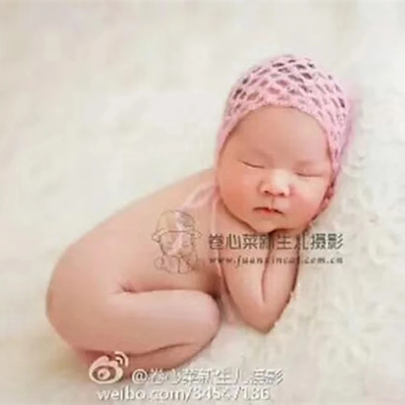 Новорожденного вязаная мохеровая шапка крючком детские мягкие кружева капот новорожденных реквизит для кружева шляпа