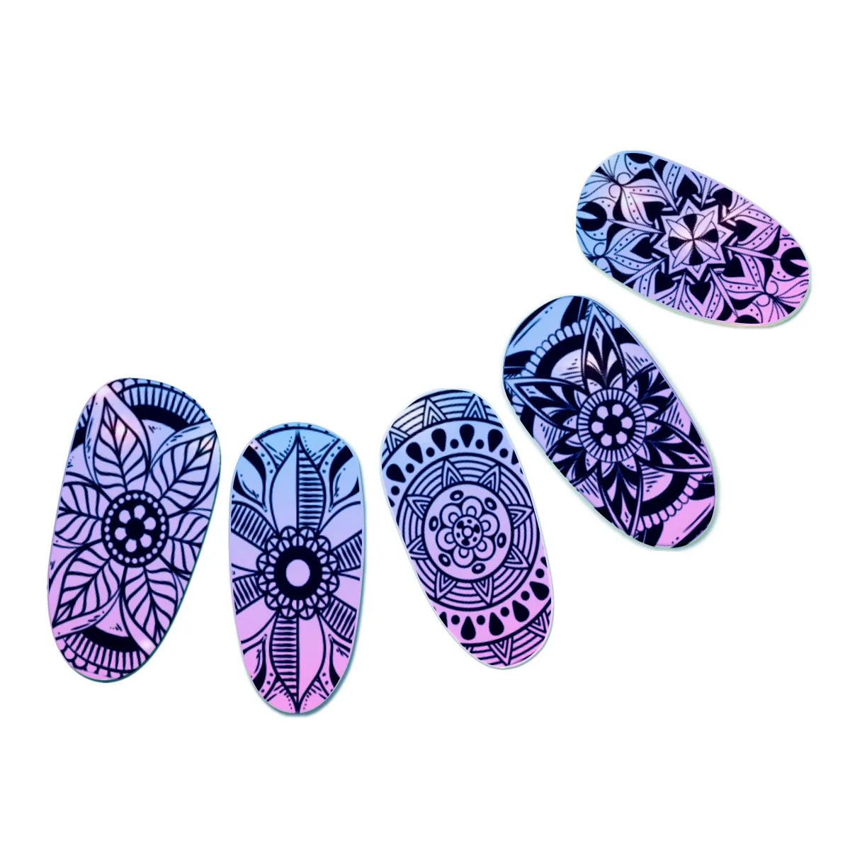 Placas de Imagem com Modelos Suporte de Placa de Couro Buda Faraó Mandala Manicure Unha Arte Polonês Carimbar 4 pc - Set Modelo Unhas 3 Beleza e saúde