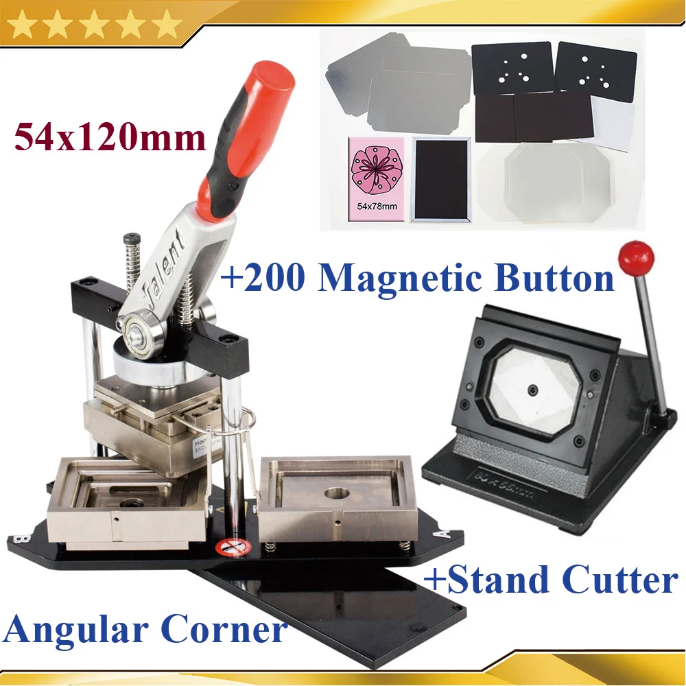 

N4 Angular Corner 54x120mm Rectangular Button Maker Badge Making Machine Plus Mold with 200 Sets Fridge Magnet Button Material