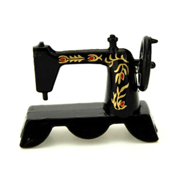 1x Cute Mini 1:12 Dollhouse Miniature Black Sewing Machine V!