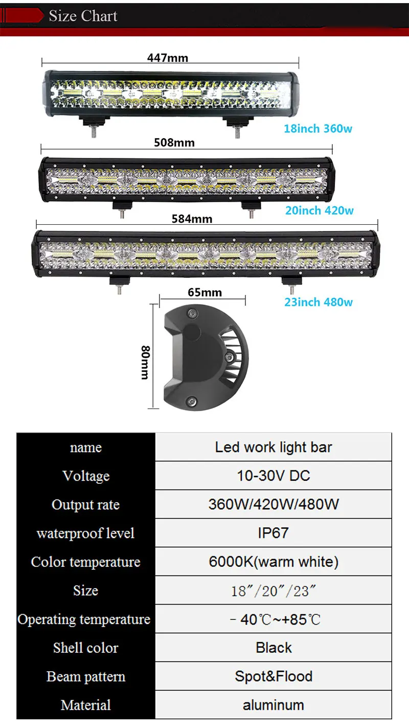 JSLMin светильник-бар, светодиодный светильник для внедорожников 1" 360 Вт 20" 420 Вт 2" 480 Вт, трехрядные прямые комбинированные балки, Led 4x4 аксессуары, точечные прожекторы