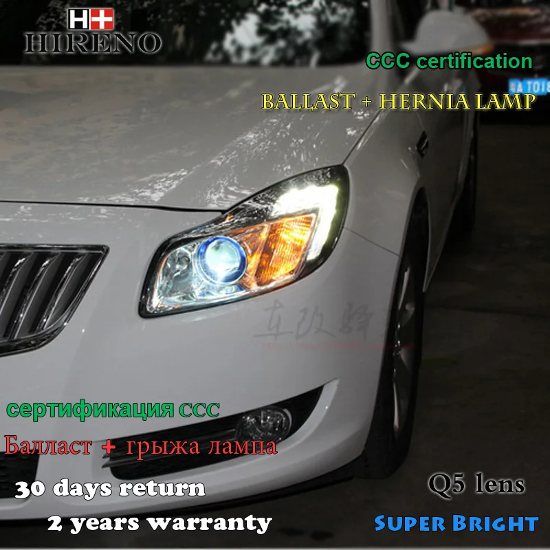 Hireno Headlamp for 2009 2013 Buick Regal Opel Insignia Headlight Assembly LED DRL Angel Lens