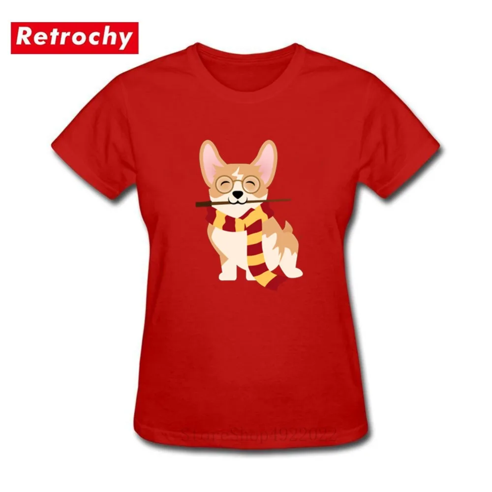 

Funny Corgi Cosplayed As Harry Tshirt Unique Femme Gryffin Corg T Shirt Women 100% Cotton Short Sleeves Hipster Tshirt Camisetas