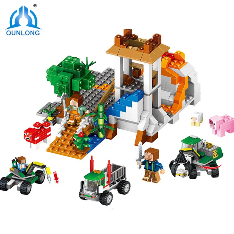 

Qunlong Minecraft Corral Volcano Adventure Mine Series Building Blocks Compatible Bricks legoING Educational Toys For Kids BOYS