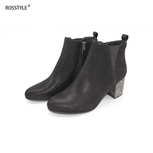 Rosstyle Women Stylish Bicolor Metal Ankle Boots Shiny Metallic Full Genuine Patent Leather Fleeced Shoes High Heels Big B13 Rosstyle Women Stylish Bicolor Metal Ankle Boots Shiny Metallic Full Genuine Patent Leather Fleeced Shoes High Heels Big B13