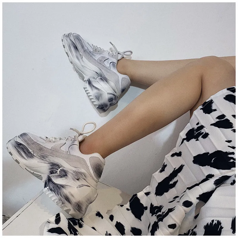 2019 Spring Autumn Shoes Women Platform Shoes Lady Lace Up Casual Pumps Creepers Harajuku Punk Sneakers Girl Female Silver Shoes (3)