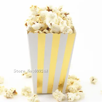 

24pcs Gold Foil Striped Paper Popcorn Boxes,Metallic Stripe Party Favor Boxes,Candy Snack Treat,Christmas,Wedding Favor Boxes