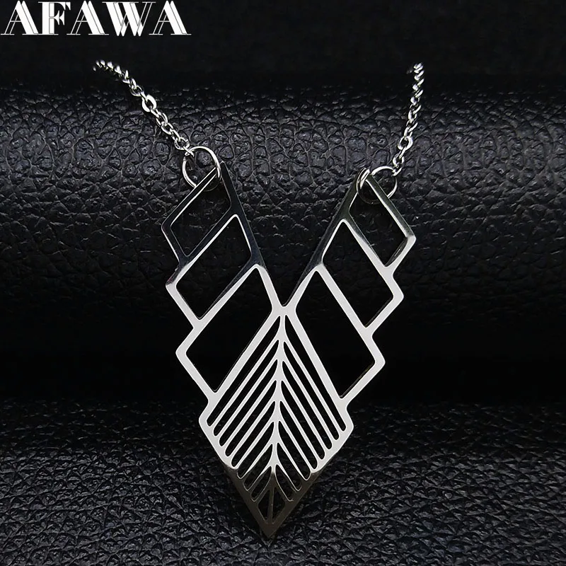 2021 Fashion Bohemia Geometric Stainless Steel Chain Necklace Women Silver Color Statement Jewelry joyas mujer N629S02 | Украшения и