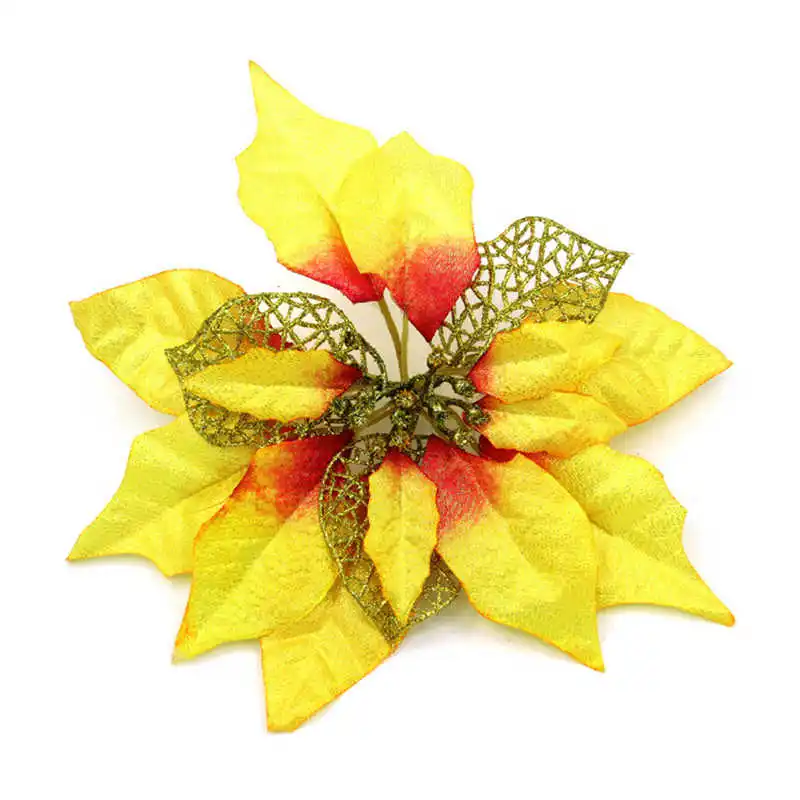 2018 Christmas Tree Decorations Artificial Flowers Xmas 20cm Poinsettia Glitter Flower Wedding Ornament Decor 20cm #2n8 (11)