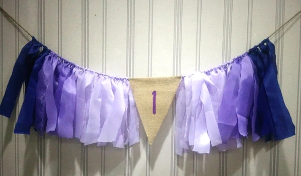 

Free Shipping Lavender Shade Fabric Handmade Birthday Buntings With Shabby Chic Burlap 1 Pandent Wholesale 2017