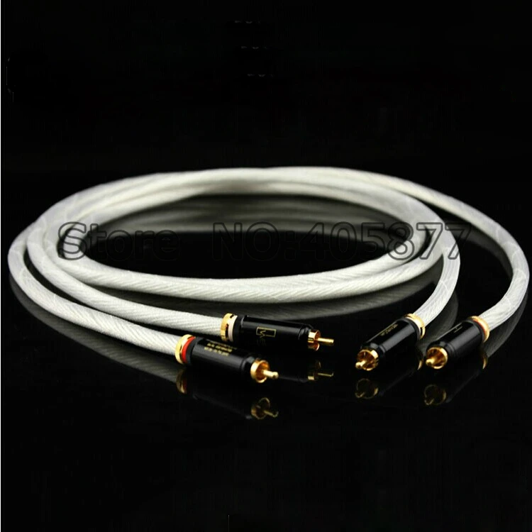 

Pair Hifi audio Pure Silver Plated RCA Audio Cable 1M RCA Interconnect Audio Cable