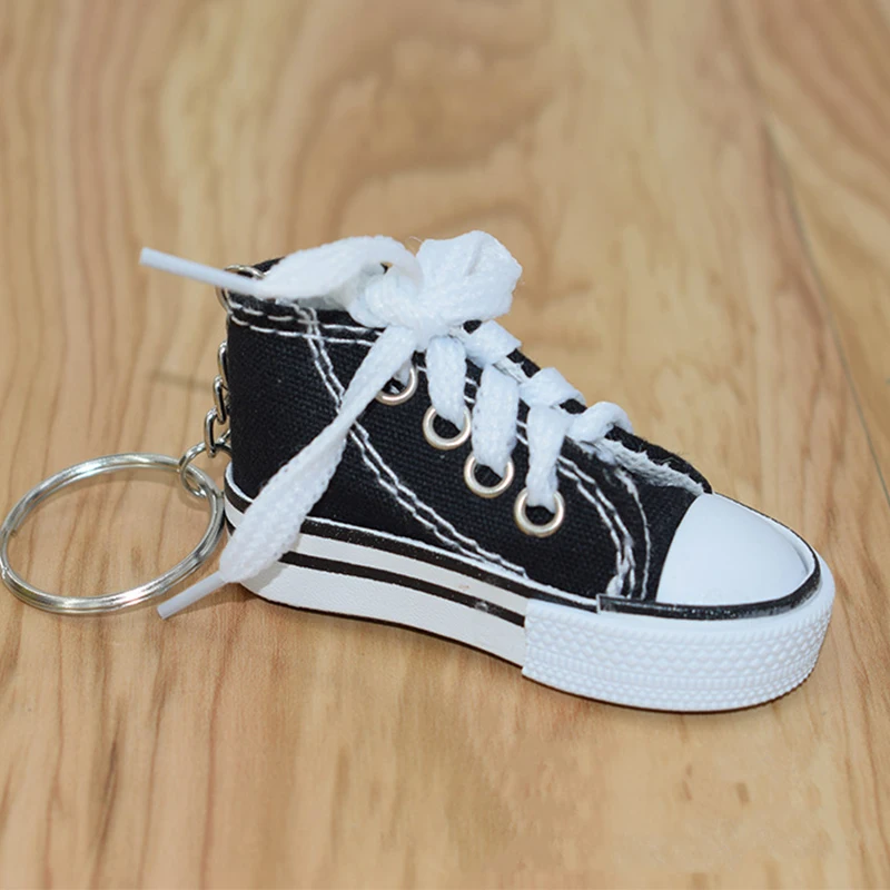 1 шт. мини парусиновая обувь тапки брелок для ключей «теннис» креативный брелок цепь моделирование спортивная обувь Забавный брелок кулон подарок - Цвет: Black