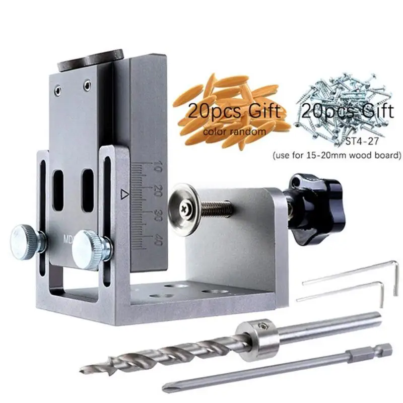 

Pocket Hole Jig Kit Drill Bit Wood Doweling Jig Drilling Hole Guide Locator Tools Woodworking Tool With 9mm Step Drill Bit