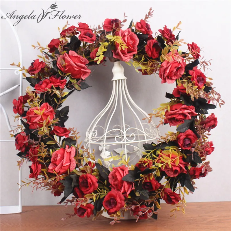 

Artificial flower garland wreath rattan silk flower plastic peony flower plant wedding decoration for home wall door decor gift