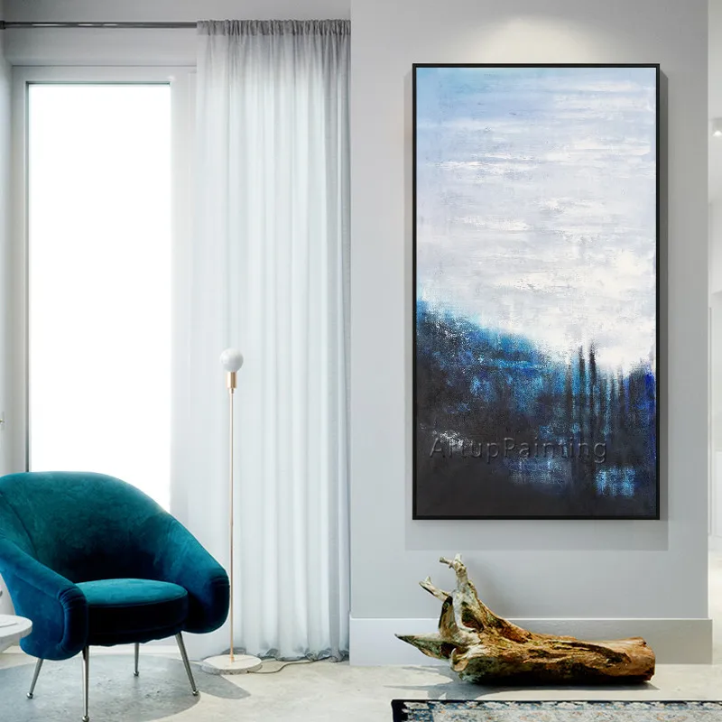 

Canvas oil painting cuadros decoracion navy blue nordic abstract acrylic Wall art Pictures for living room wall decor quaros19