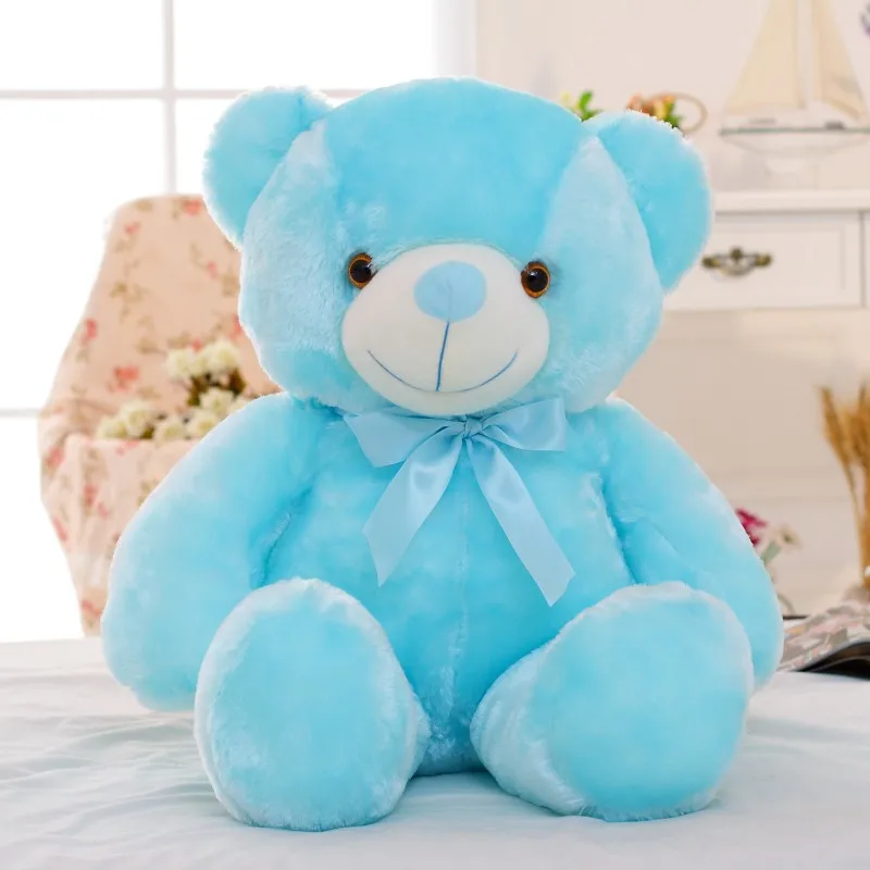 Световой 30/50/80 см творческий загорается светодиодный Тедди Набивная игрушка «Медведь» плюшевые игрушки красочные светящиеся Teddy Bear Рождественский подарок для детей - Цвет: 50cm Blue LED
