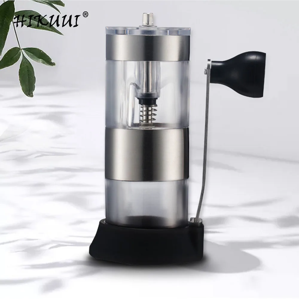 

HIKUUI Mini Acrylic Adjustable Coffee Grinder Ceramic Grinding Core Mill Grind Beans With Base and Handle Coffee Tool