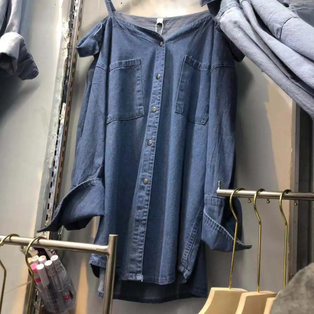 Blusa специальное предложение, большие размеры, женская рубашка, свободная, без бретелек, на одно плечо, однотонная, с двойным карманом