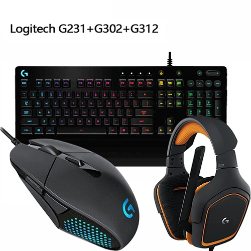 Игровая механическая клавиатура logitech G213 teclado gamer klavye и гарнитура logitech G231 Prodigy, Проводная игровая мышь G302 - Цвет: Set