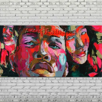 

Palette knife portrait Face Oil painting Character figure canva Hand painted Francoise Nielly wall Art picture 06-10-9