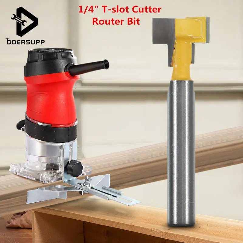 

6mm 1PC 1/4" 1/2 Inch Shank T Slot Router Bit Carbide Wood Milling Cutter Woodworking Gear Drill Bit for Trim Router