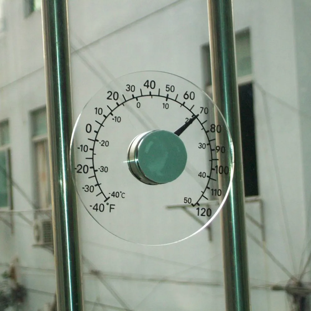 

Round Design Stick-on Transparent Plastic Outdoor Window Thermometer