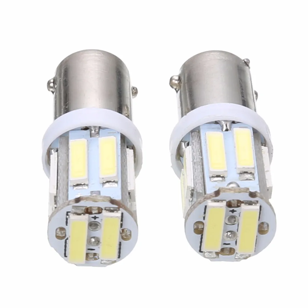 2PCS 1156 Car Turn Signal Light BA9S 7020 10 SMD LED DC 12V 1W White 6000K Lamp High Power Car Side Light Bulb
