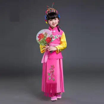 

Child Girls COSTUME Vintage Female Role in Chinese Opera Performance Clothing Children Dance Show Clothes Cosplay Costumes