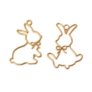 

2Pcs Friend Rabbits Resin Frame Open Bezels Setting Blank Pendant Jewelry Making DIY Metal Frame Jewelry Charms Bezel Setting