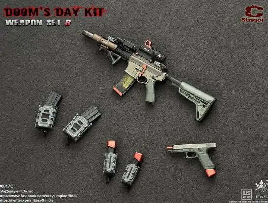 Набор пистолетов легко и просто 1/6 06017 день Дума II винтовка пистолет старая версия модели оружия коллекции - Цвет: C