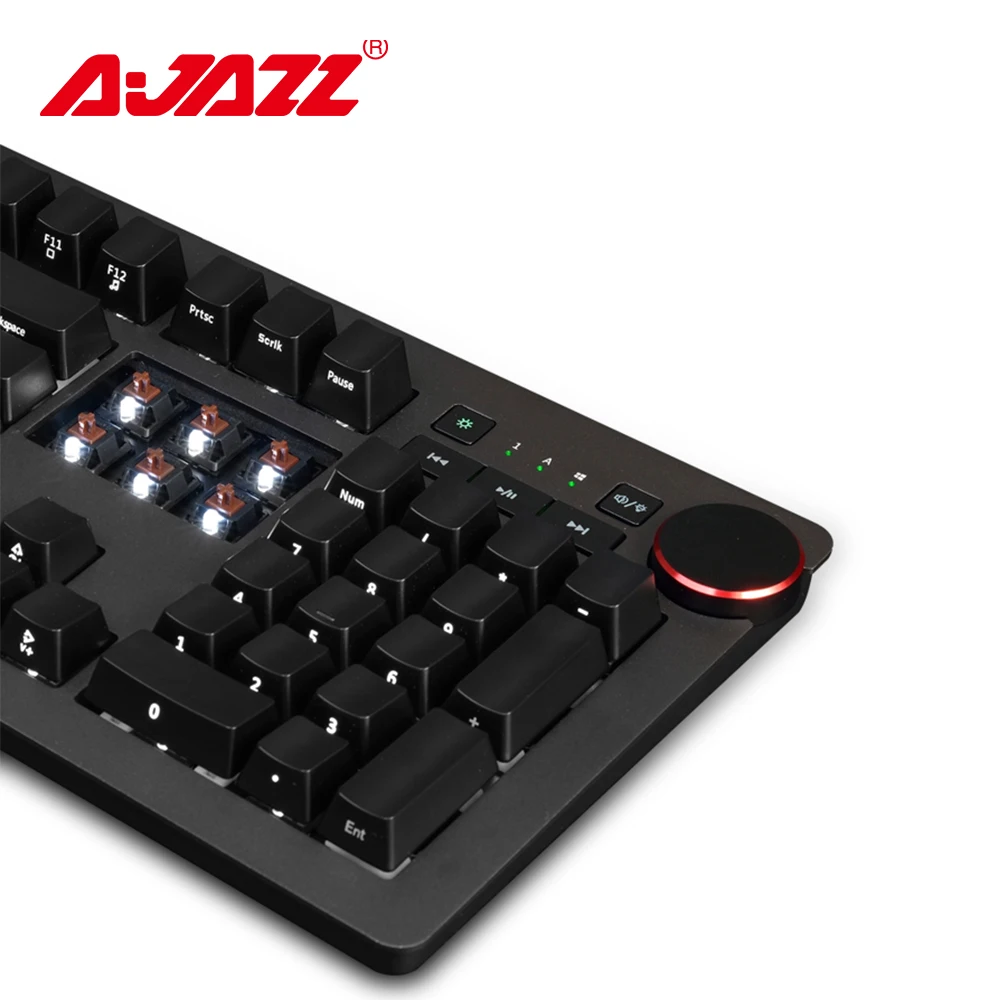 Ajazz AK60 Механическая игровая клавиатура Вишневый коричневый переключатель 110 клавиш белая подсветка ABS Материал USB Проводная клавиатура