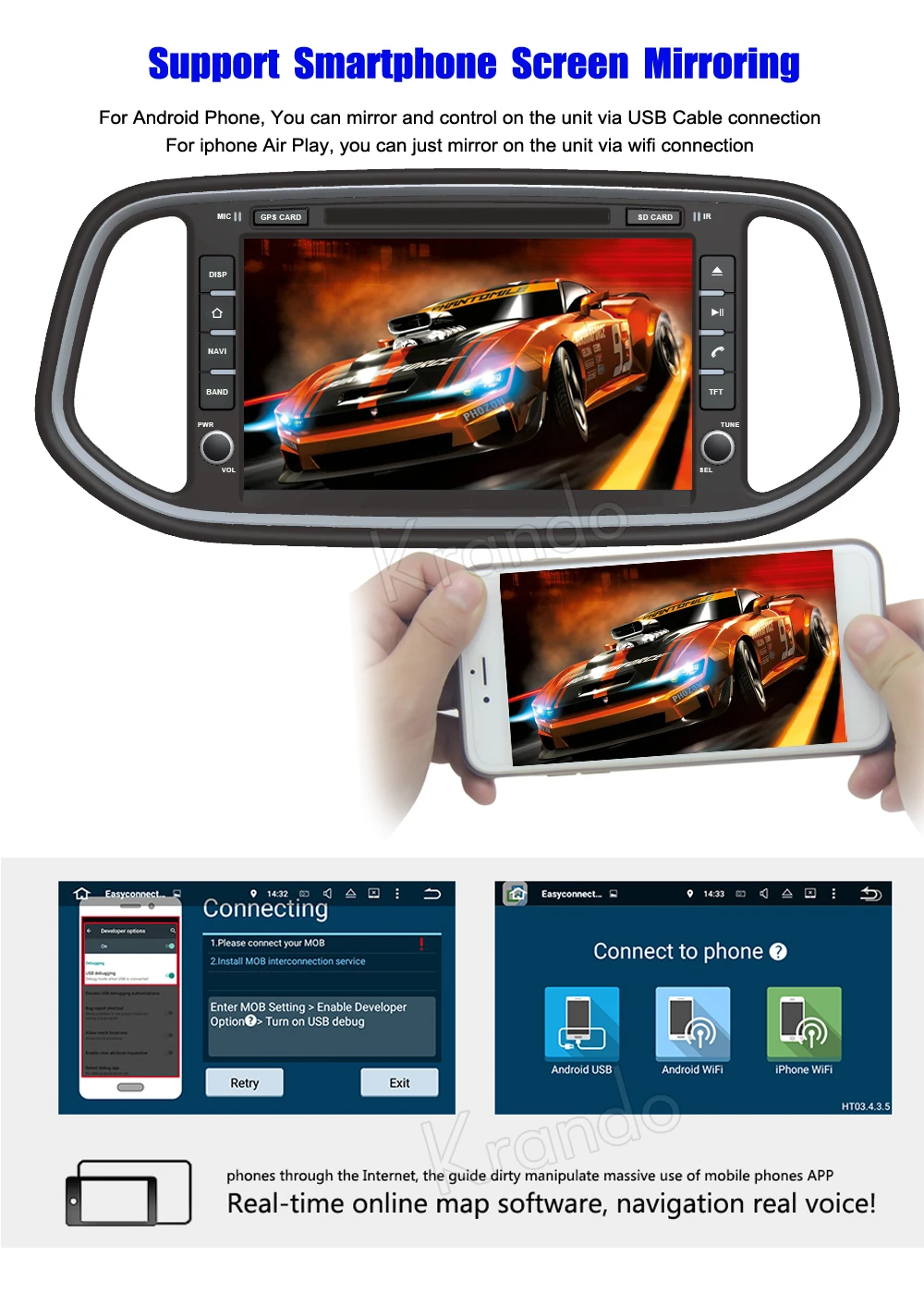 Clearance Krando 8" Android 8.0 car DVD radio navigation multimedia system for KIA kx3 2014+ audio gps player WIFI 3G DAB+ 8