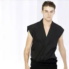 Мужской свободный Модный повседневный жилет без рукавов, одежда для сцены/S-3XL